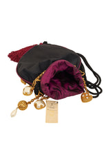 Vintage Dominique Aurientis Silk Charm Tassel Evening Bag inside @ Recess LA