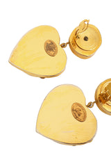 Vintage Christian Lacroix Sculpted Crystal Pearl Heart Earrings signatures @ Recess LA