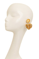 Vintage Christian Lacroix Sculpted Crystal Pearl Heart Earrings on mannequin @ Recess LA