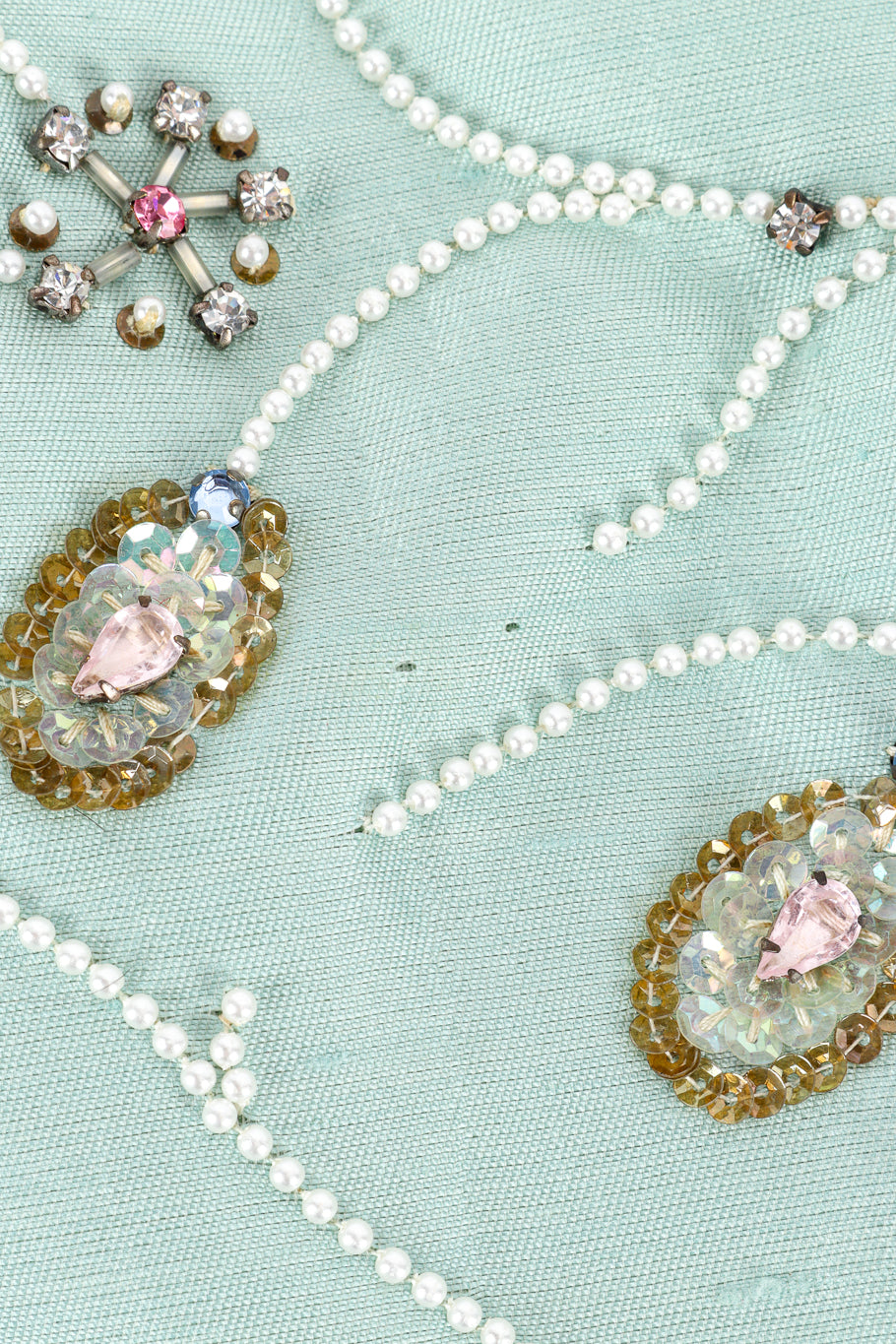 Vintage Dynasty Floral Beaded Vest Top tiny holes @recess la