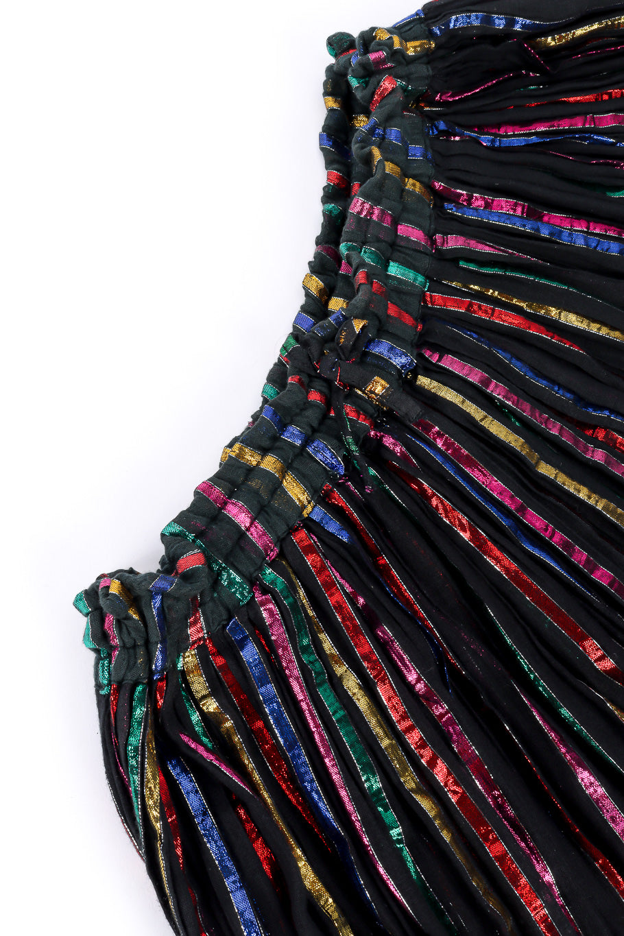 Vintage Interconnection Metallic Stripe Balloon Pants view of waist laid flat closeup @Recessla