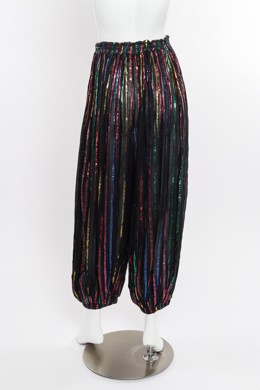 Vintage Interconnection Metallic Stripe Balloon Pants back view on mannequin @Recessla