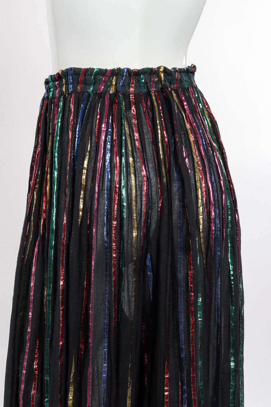 Vintage Interconnection Metallic Stripe Balloon Pants back view on mannequin closeup of waist @Recessla