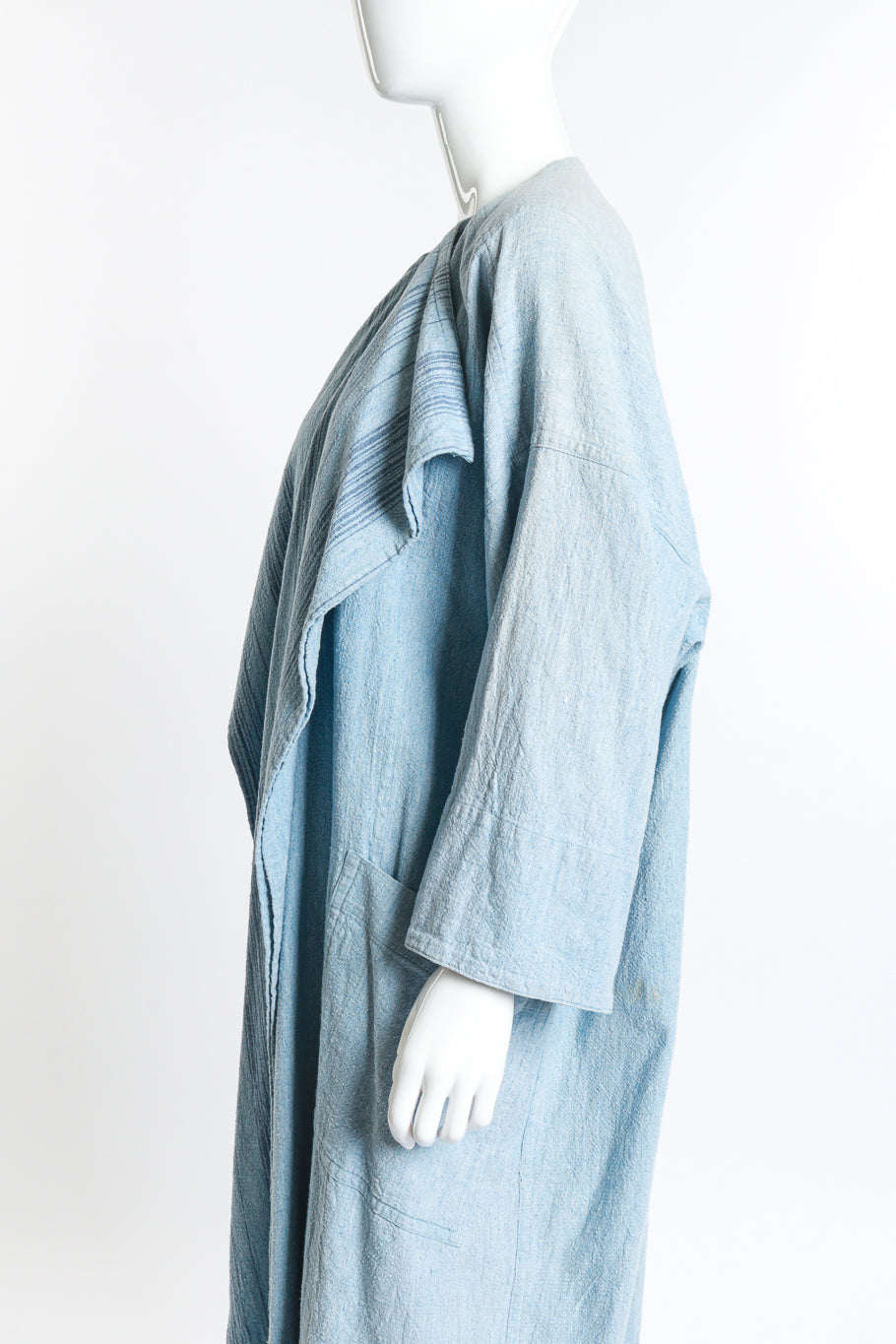 Vintage Issey Miyake plantation raw cotton duster left side view as worn on mannequin @RECESS LA
