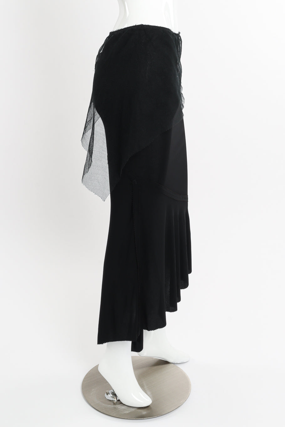 Jean Paul Gaultier Femme Mesh Overlay Ruffle Skirt side on mannequin @recessla