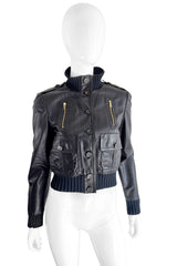 Gucci Knit Trim Leather Jacket front on mannequin @recess la
