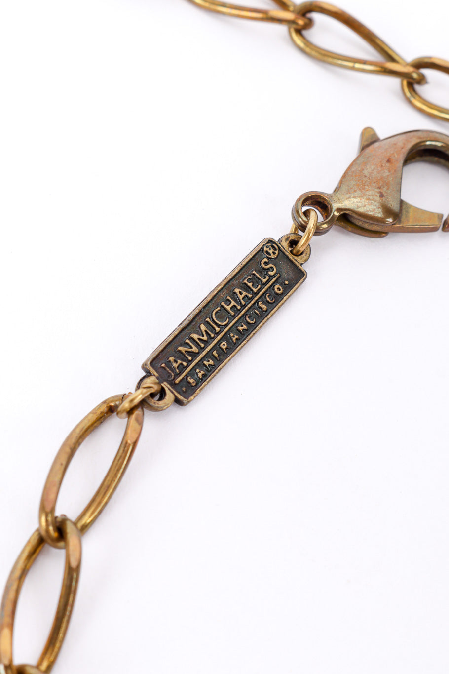 Vintage Jan Michaels Carnelian Hoop Necklace signature charm closeup @recessla