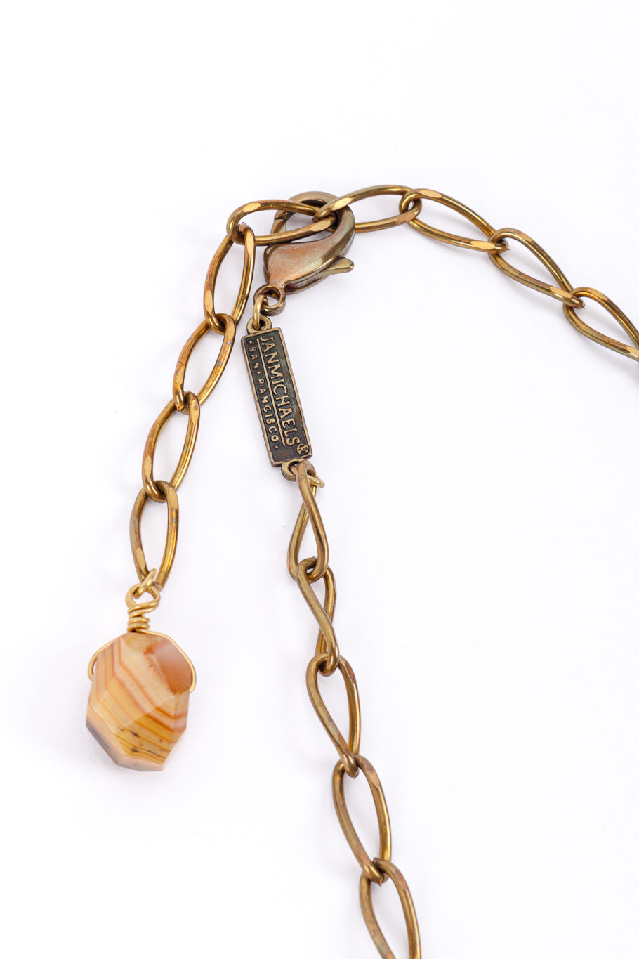Vintage Jan Michaels Carnelian Hoop Necklace closure closeup @recessla