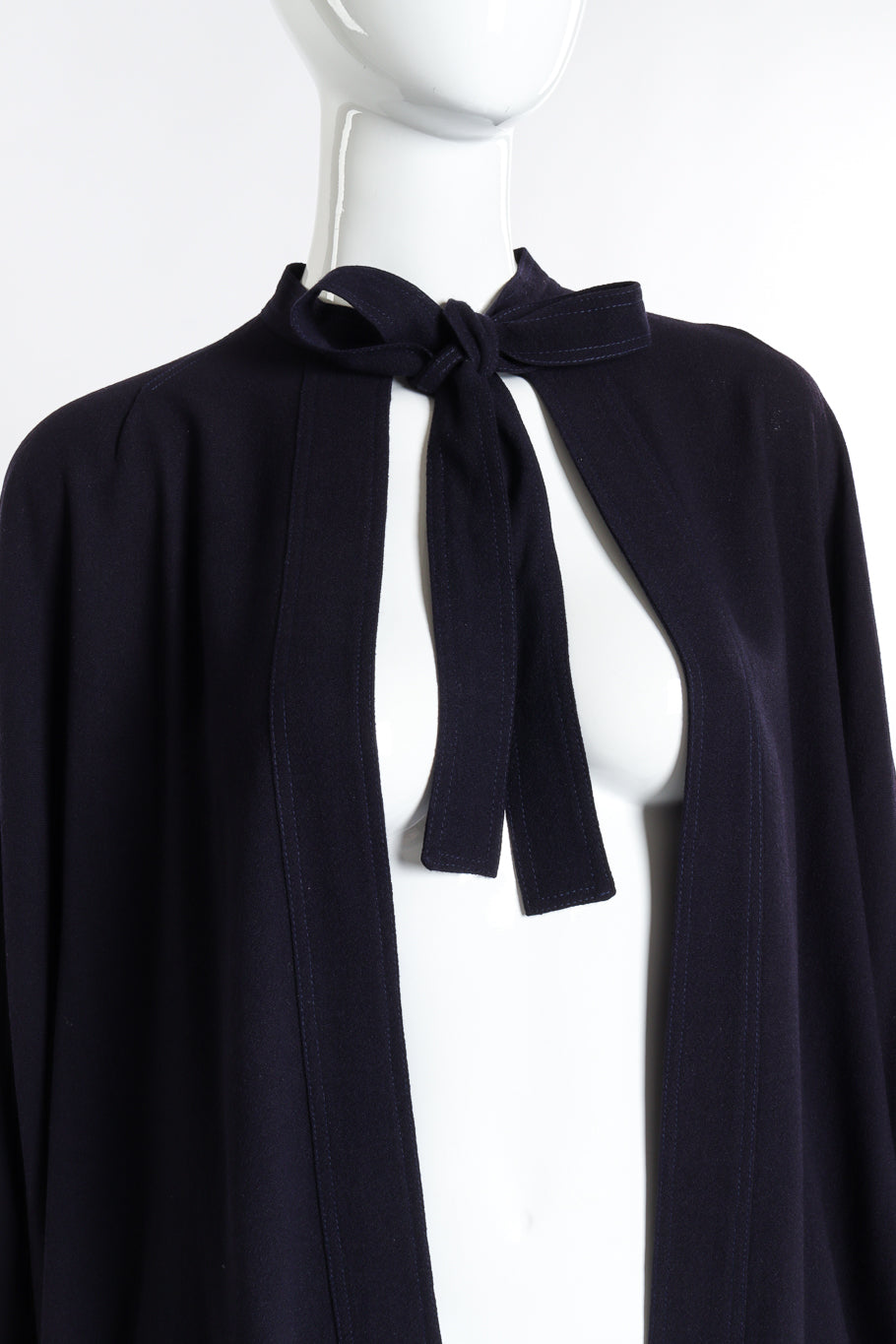 Vintage Jean Muir Tie-Front Cape front tie on mannequin closeup @recess la