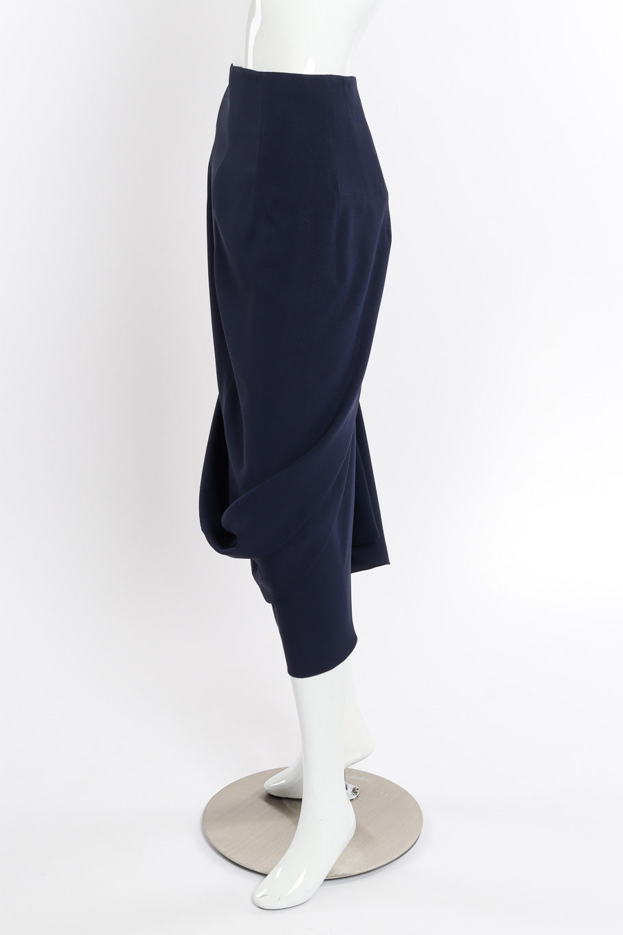 Vintage John Galliano 1999 S/S Draped Jacket and Skirt Set skirt side view on mannequin @recessla