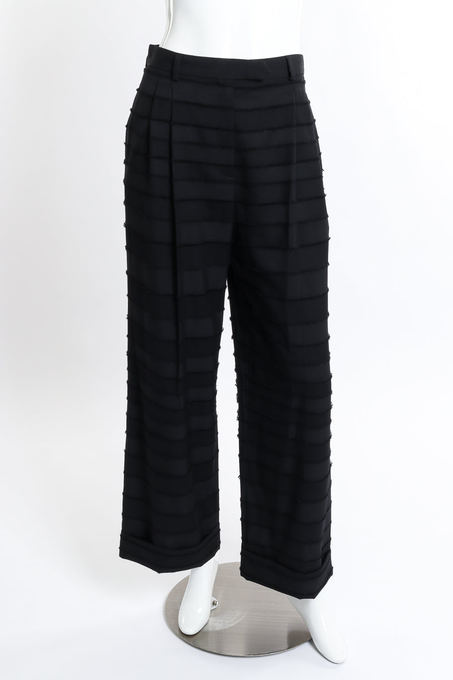 Vintage John Galliano Raw Edge Stripe Pant front on mannequin @recess la