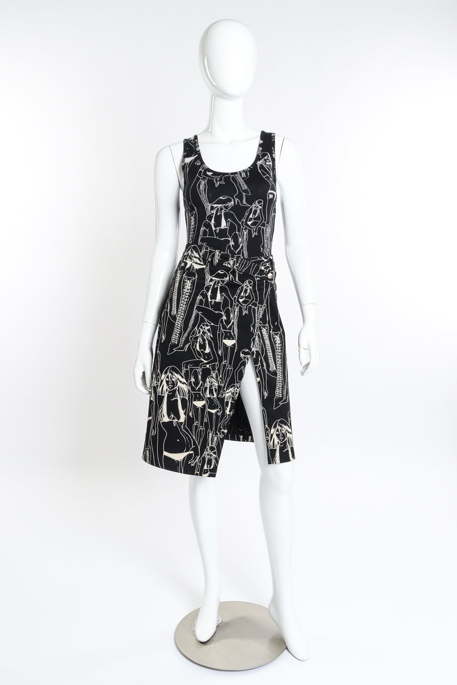 Vintage John Galliano Graphic Tank and Skirt Set front on mannequin @recess la