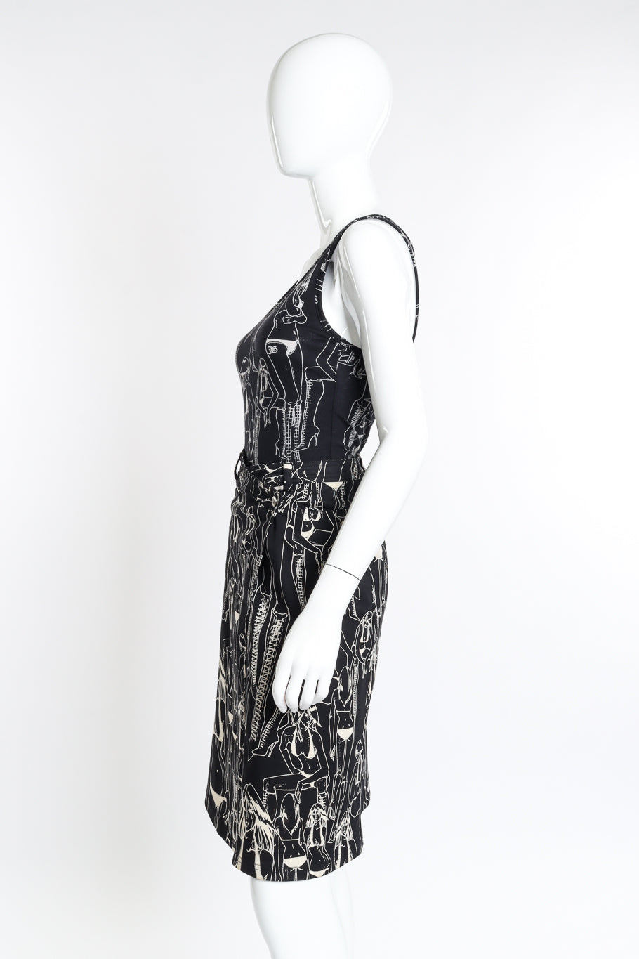 Vintage John Galliano Graphic Tank and Skirt Set side on mannequin @recess la