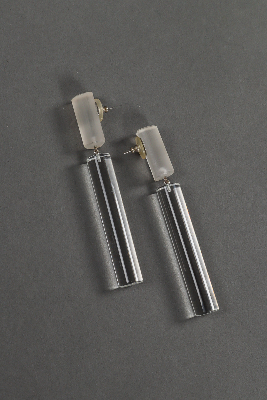 Vintage Judith Hendler Lucite Barrel Drop Earrings Recess Vintage Judith Hendler Lucite Barrel Drop Earrings Recess