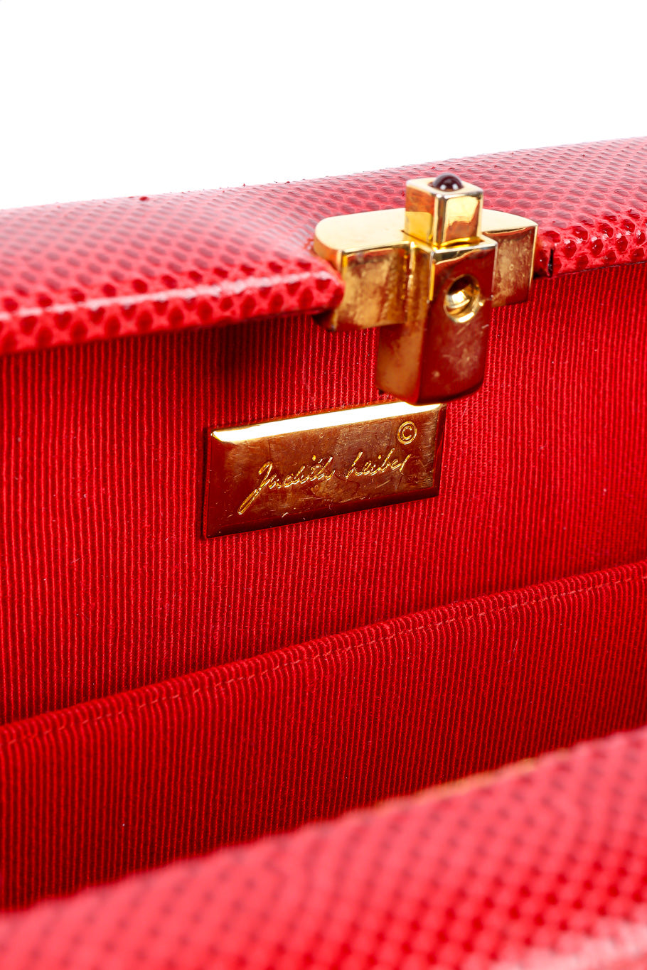 Leather handbag by Judith Leiber hinge and signature @recessla