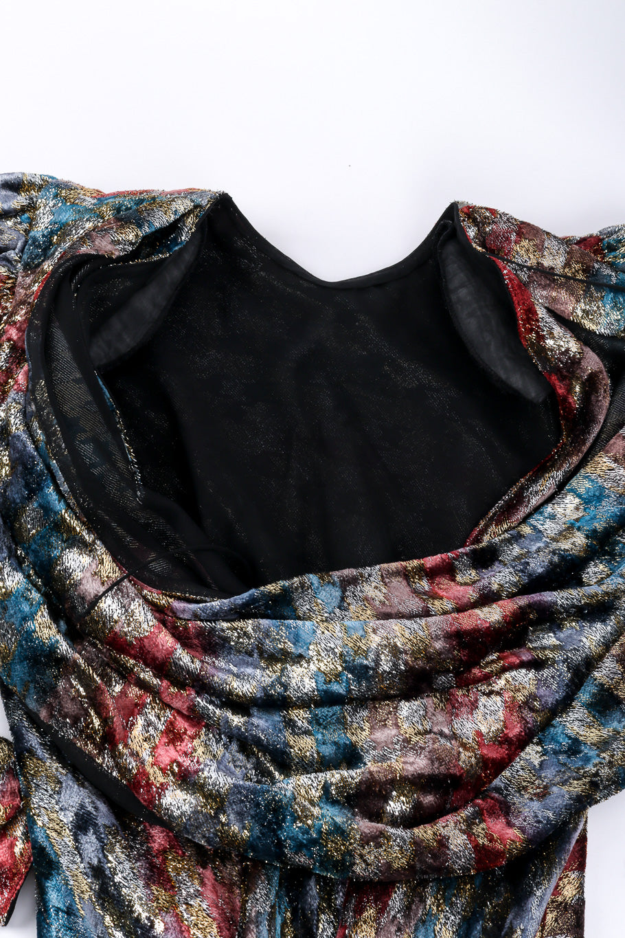 Vintage Judy Hornby Metallic Silk Velvet Dress cowl back closeup @recessla