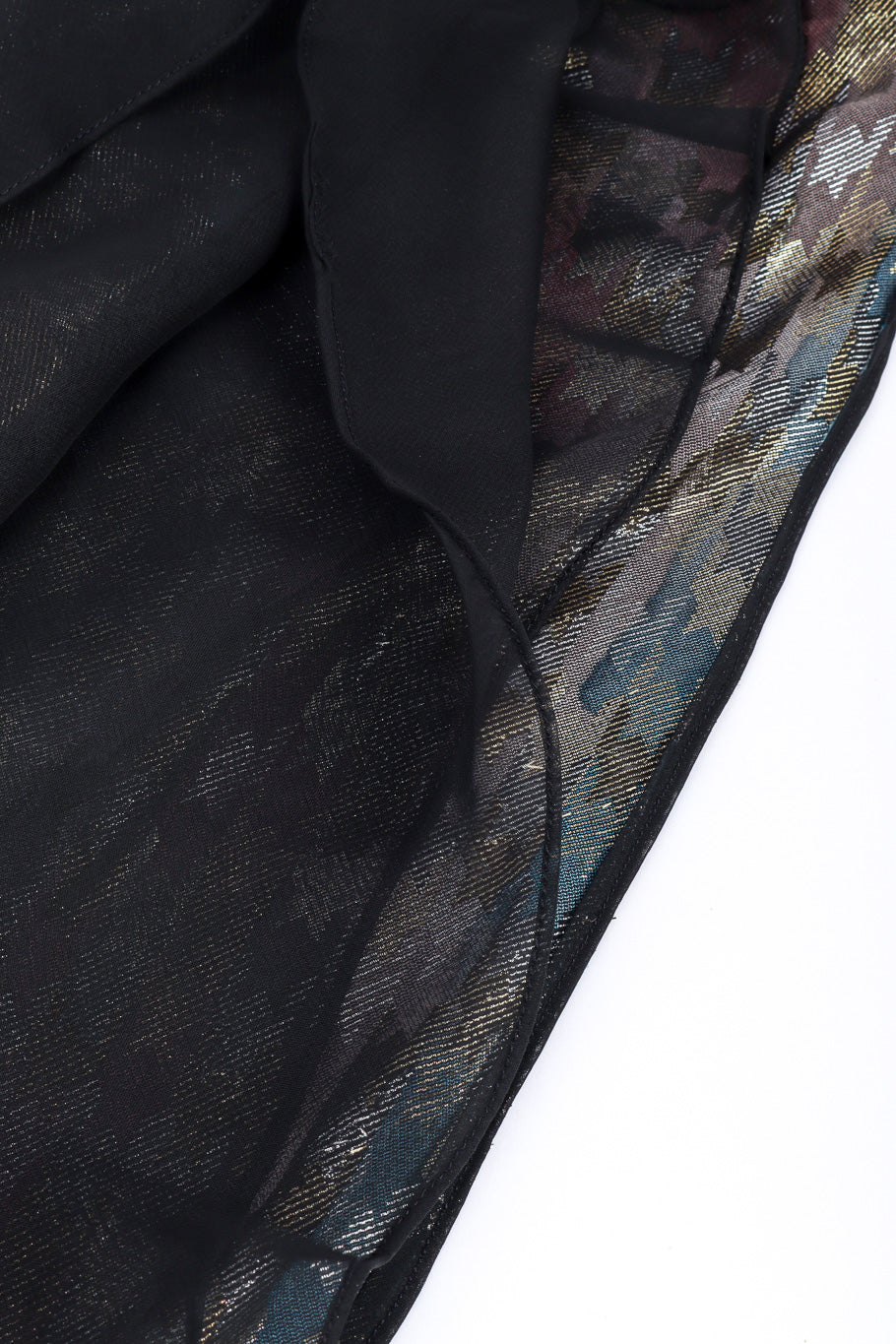 Vintage Judy Hornby Metallic Silk Velvet Dress bottom hem closeup @recessla