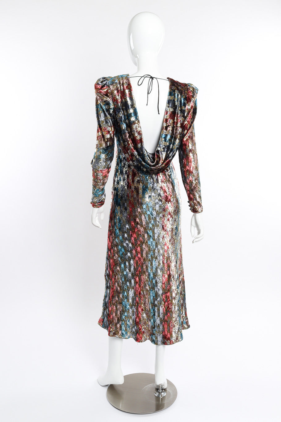 Vintage Judy Hornby Metallic Silk Velvet Dress back on mannequin @recessla