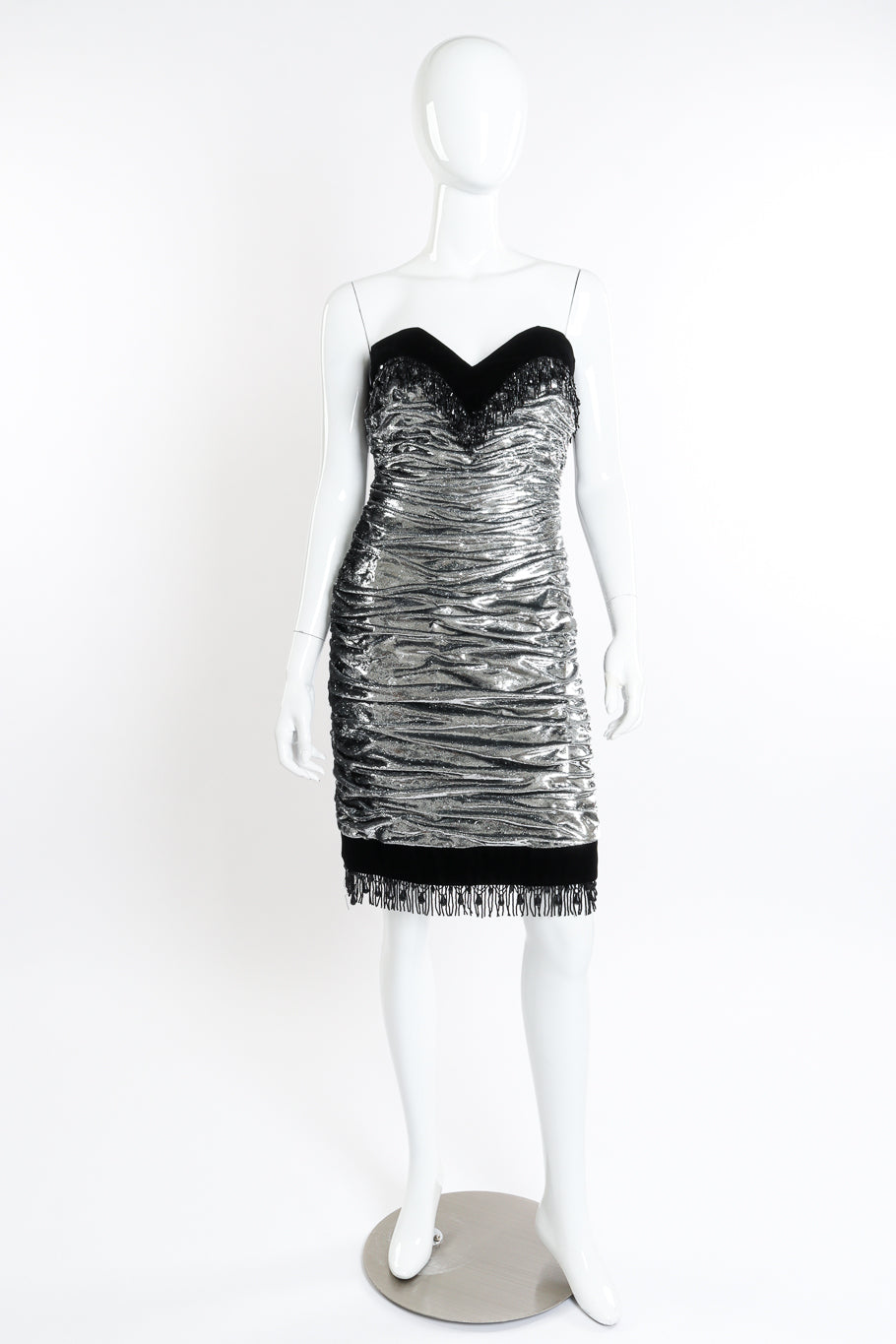 Vintage Julee Julee Ruched Strapless Bow Dress front on mannequin @recessla