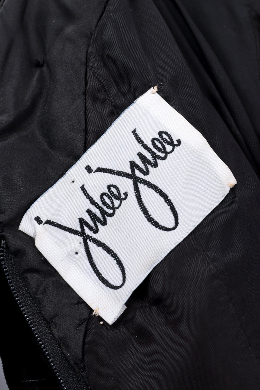 Vintage Julee Julee Ruched Strapless Bow Dress signature label closeup @recessla
