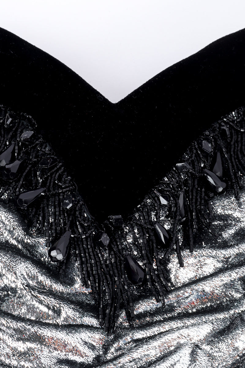 Vintage Julee Julee Ruched Strapless Bow Dress beaded fringe closeup @recessla