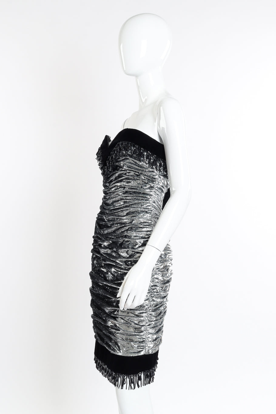 Vintage Julee Julee Ruched Strapless Bow Dress side on mannequin @recessla