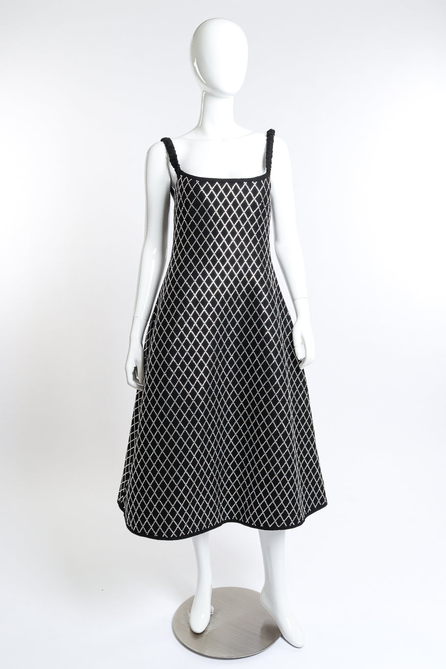 Khaite Diamond Crystal Studded Midi Dress front on mannequin @recess la