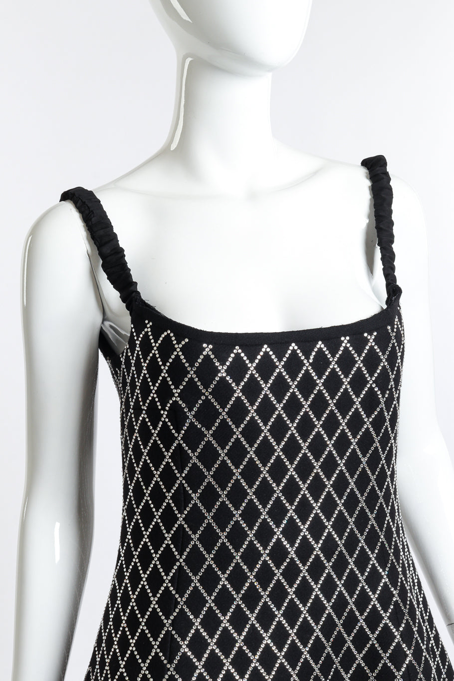 Khaite Diamond Crystal Studded Midi Dress front on mannequin closeup @recess la