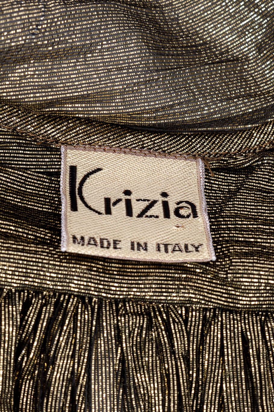 Vintage Krizia Metallic Duster signature label closeup @recessla