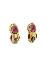 Vintage Kalinger Cabochon Curve Earrings front @recess la