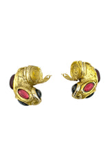 Vintage Kalinger Cabochon Curve Earrings clips open @recess la