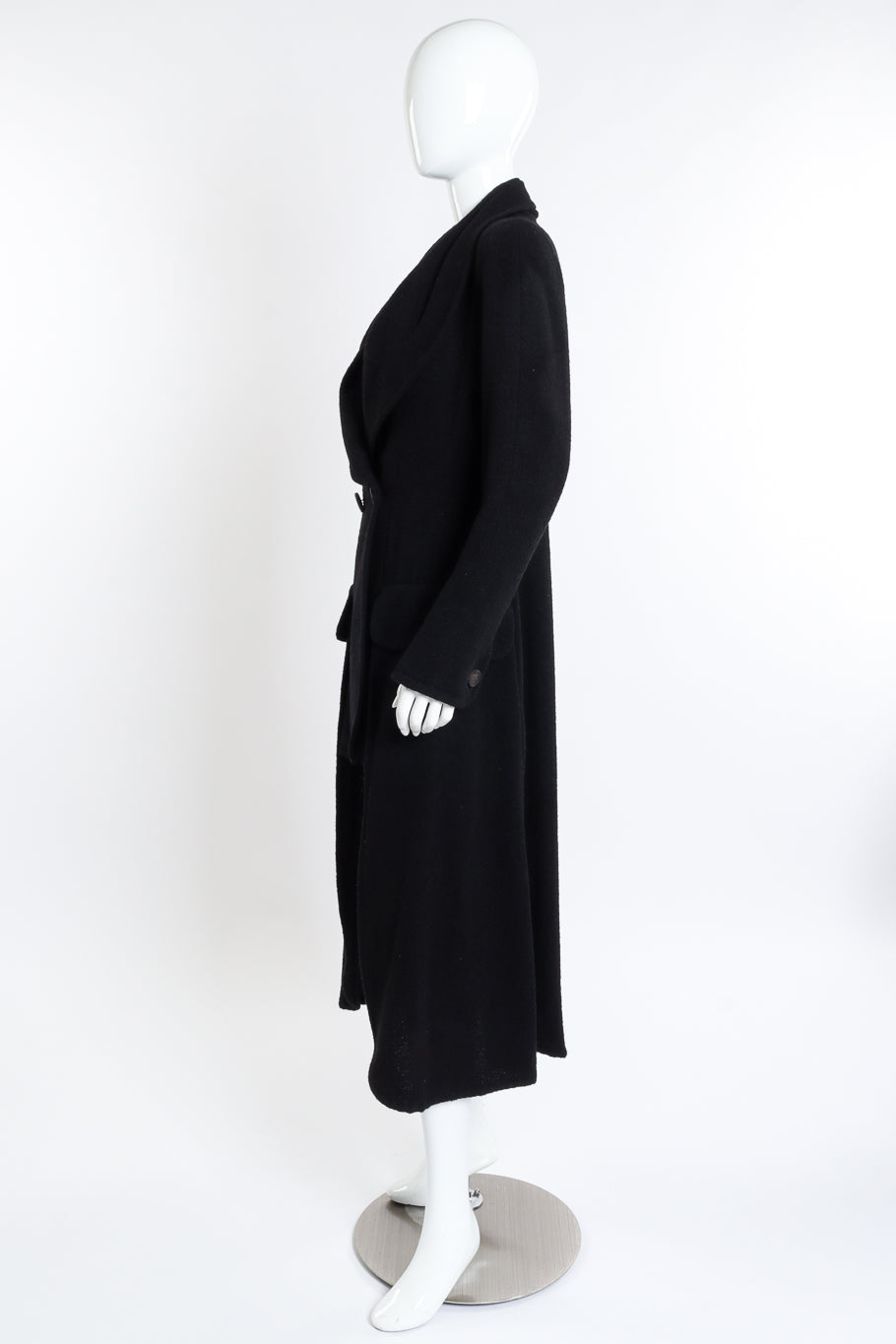 Tiered Bouclé Wool Coat by Karl Lagerfeld on mannequin side @recessla
