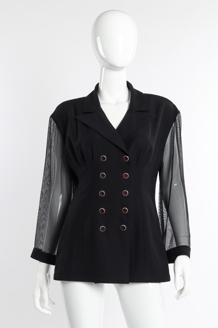 Vintage Karl Lagerfeld Double Breasted Sheer Jacket front on mannequin @recessla