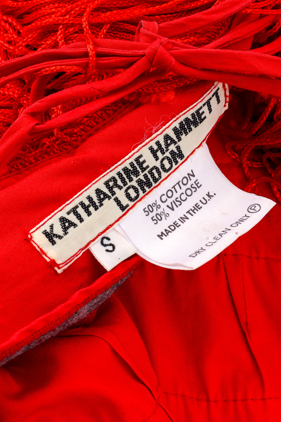 Katharine Hamnett Backless Fringe Dress signature label closeup @recessla