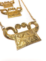 Vintage Alexis Kirk Tribal 3-Plate Chain Collar Necklace detail @recess la