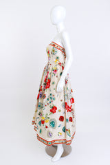 Vintage Leonard Strapless Jewel Print Gown, Shawl & Belt Set side on mannequin @recess la