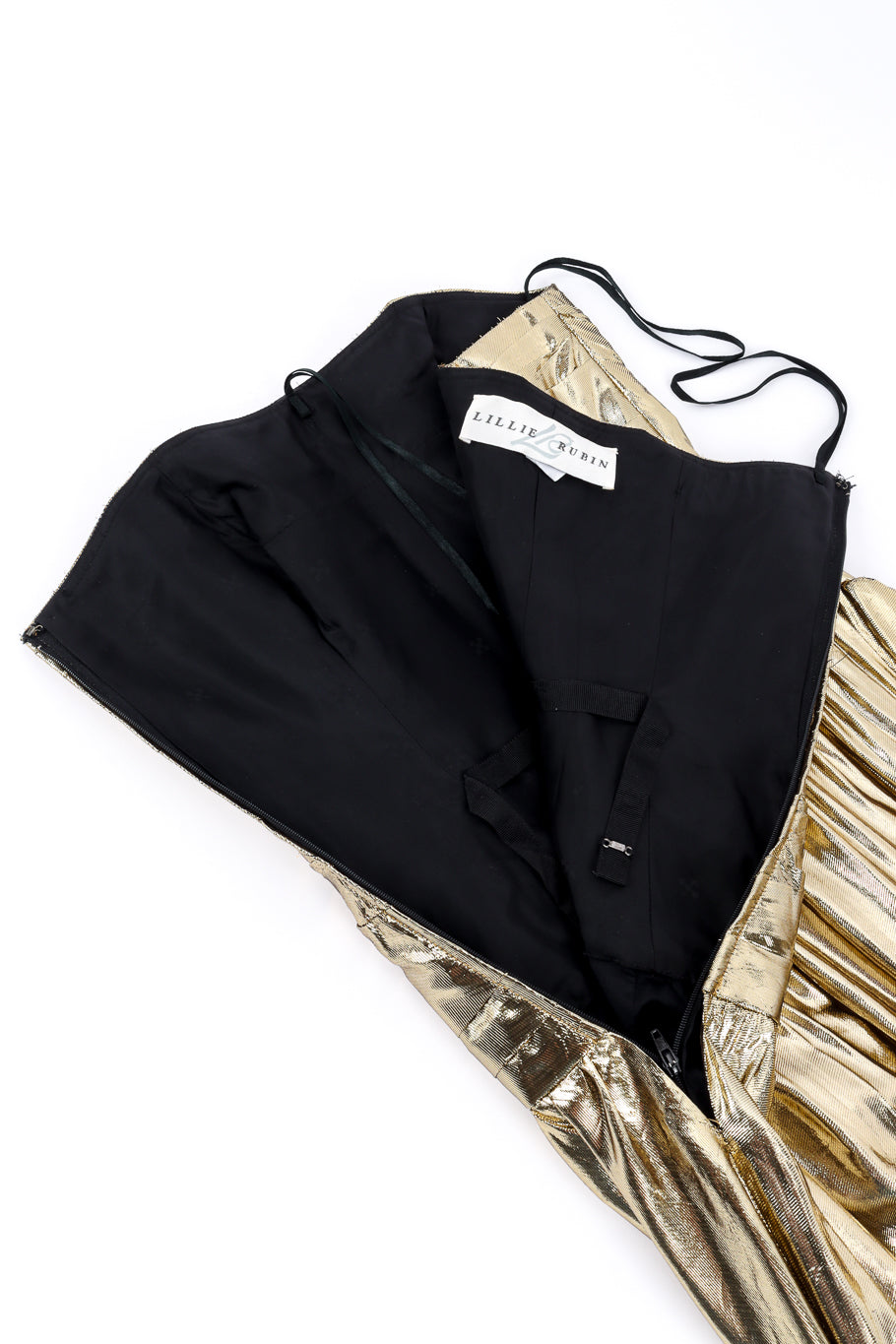 Asymmetrical Strapless Ruche Gown by Lillie Rubin unzipped @recessla