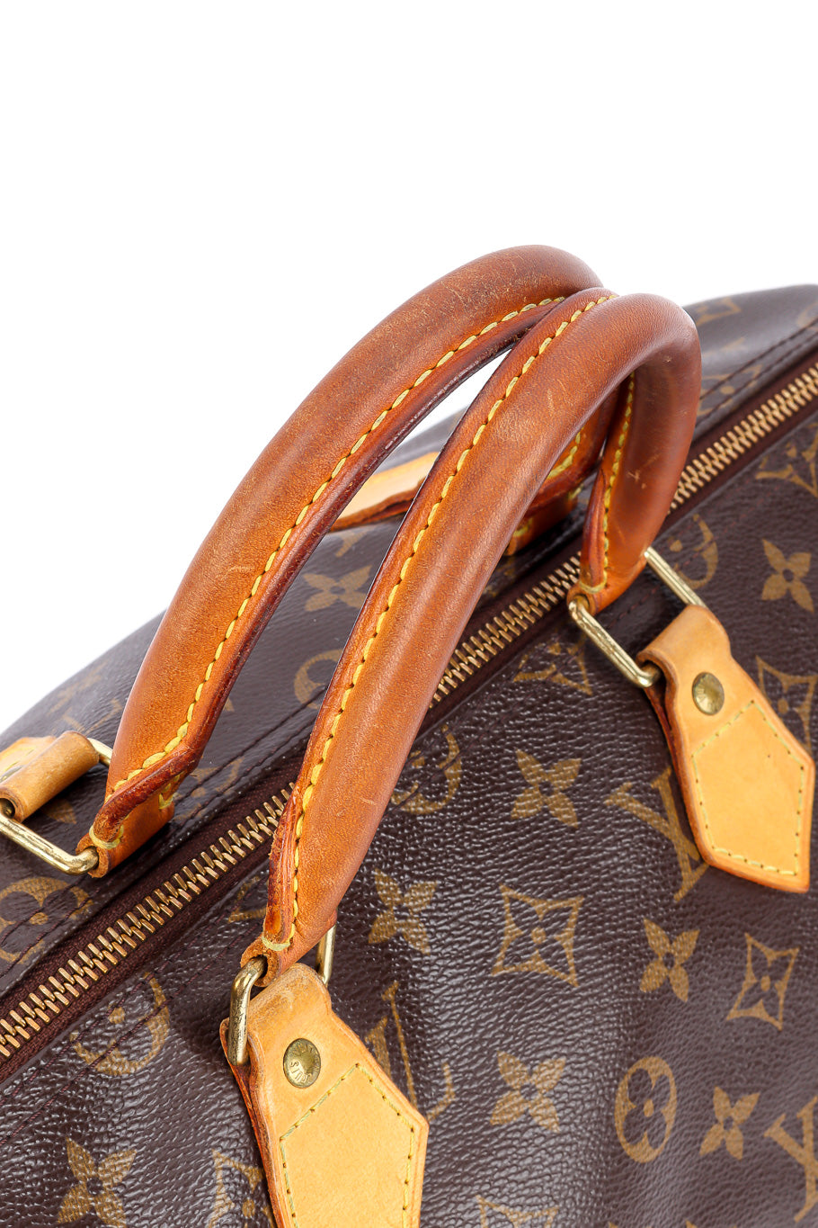 Vintage Louis Vuitton Classic Monogram Speedy 35 Bag handle closeup @Recessla