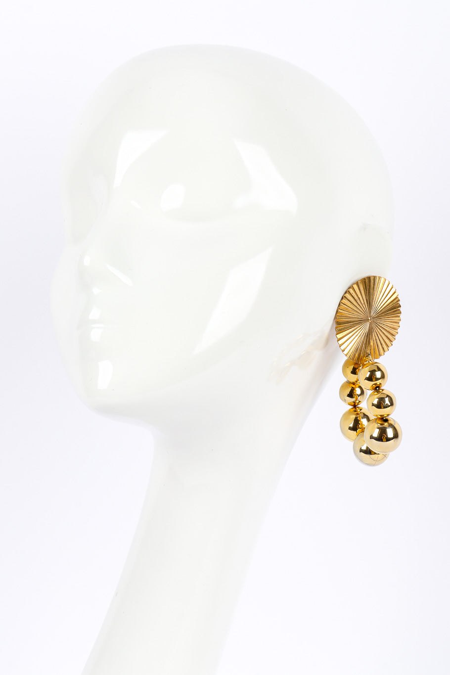 Vintage La Porte Bleue Sun Medallion Hoop Drop Earrings on mannequin @Recessla