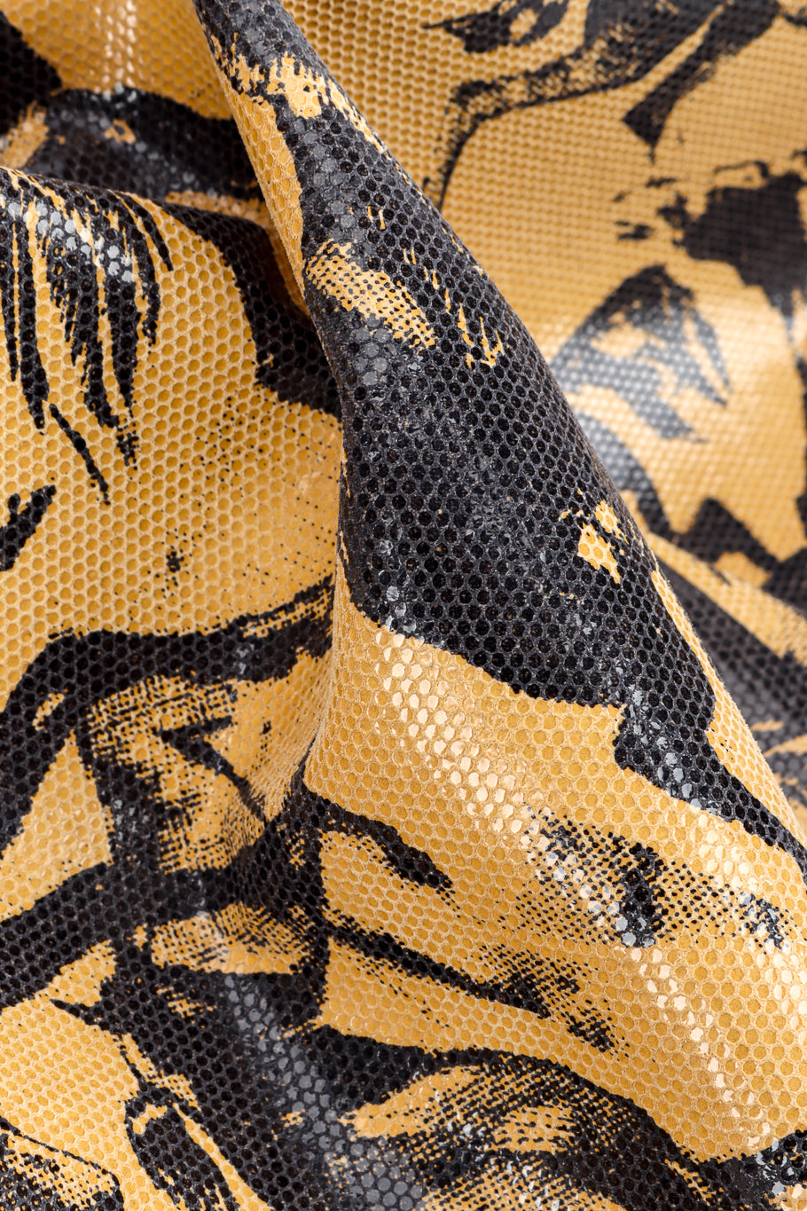 Vintage Leather Renditions by Sandi Horse Print Leather Fringe Blazer fabric closeup @recessla