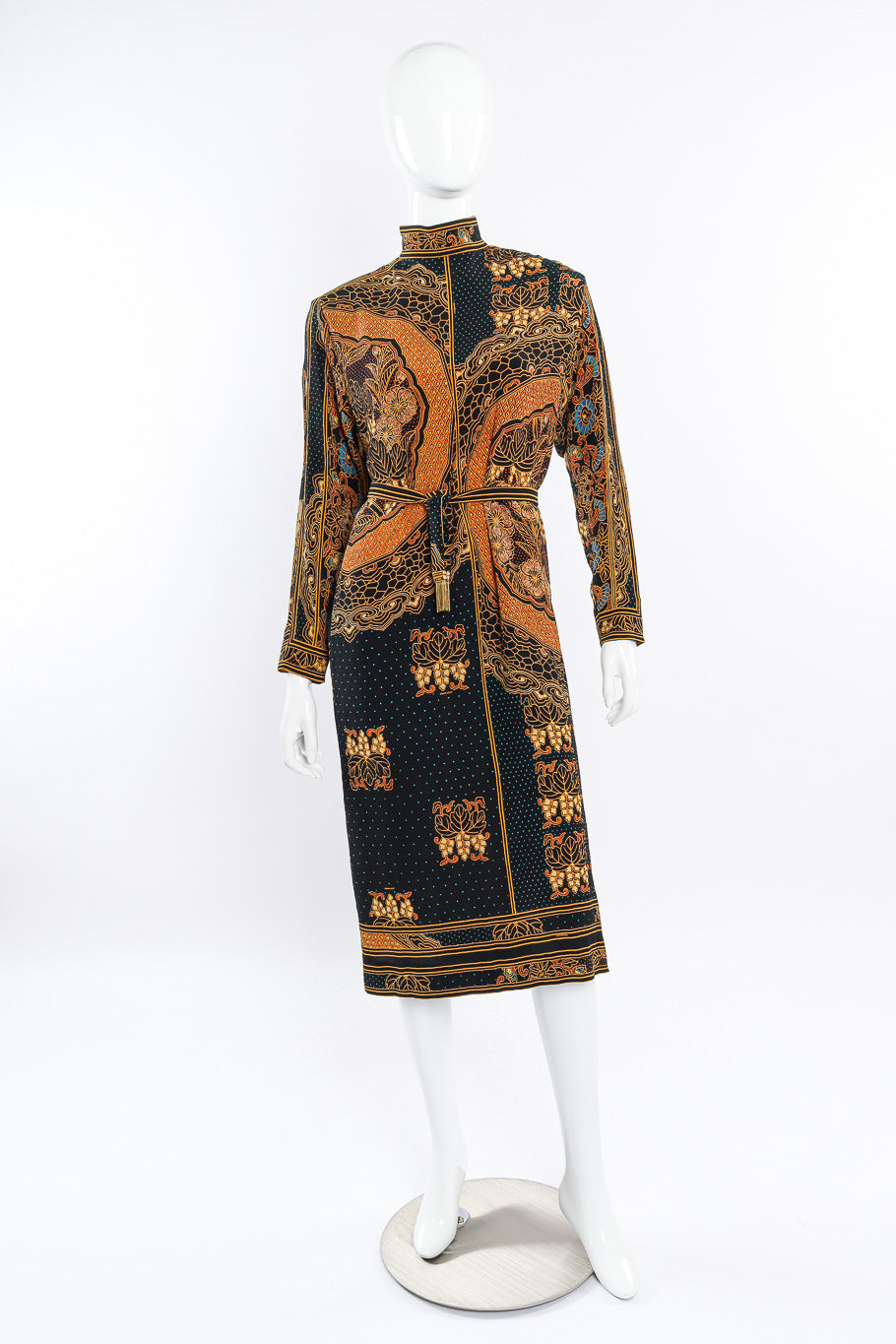 Silk column dress by Leonard on mannequin front @recessla