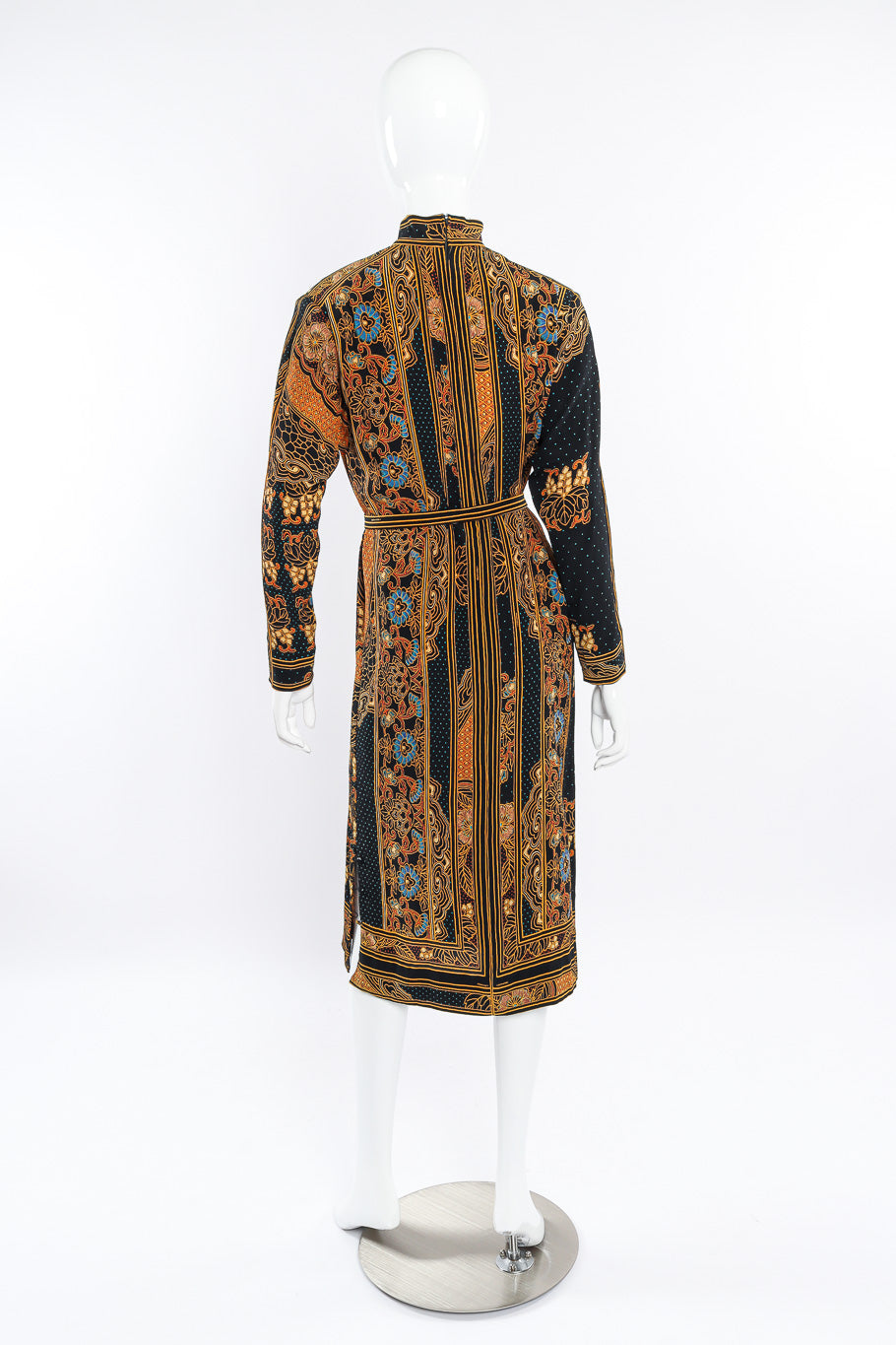 Silk column dress by Leonard on mannequin back @recessla