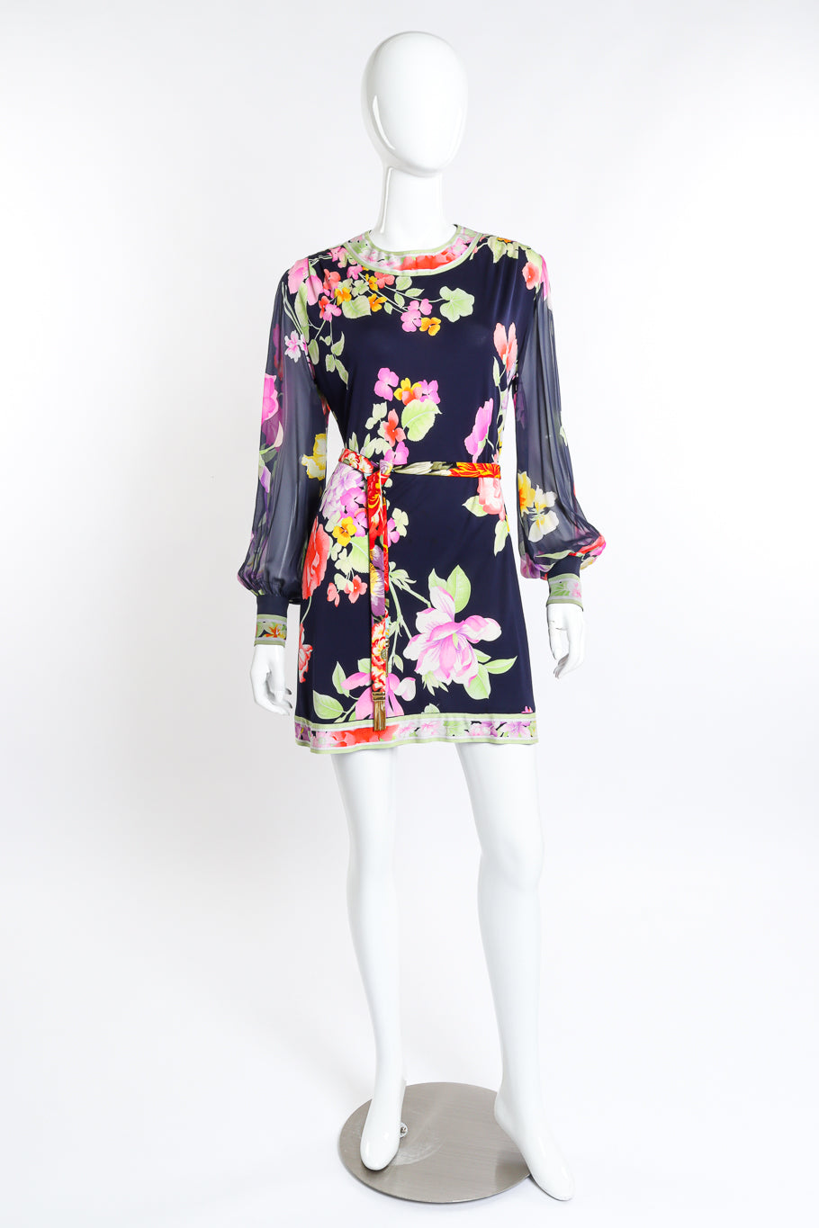 Vintage Leonard Floral Silk Jersey Dress front on mannequin @recess la