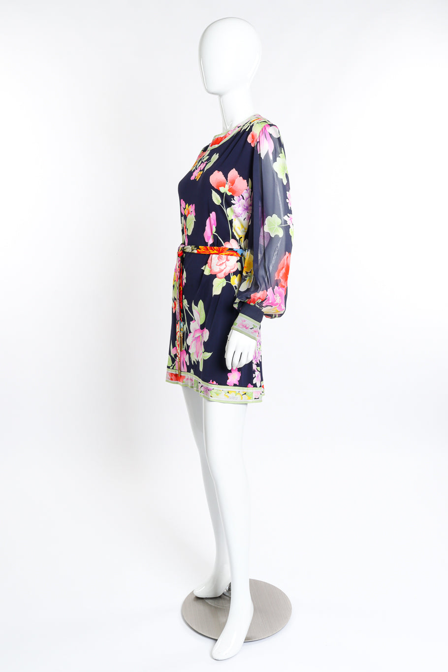 Vintage Leonard Floral Silk Jersey Dress side on mannequin @recess la