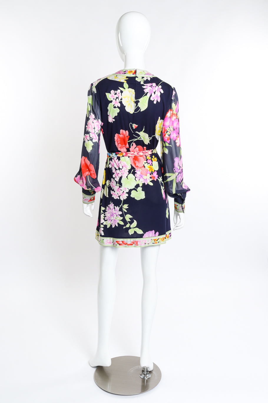 Vintage Leonard Floral Silk Jersey Dress back on mannequin @recess la