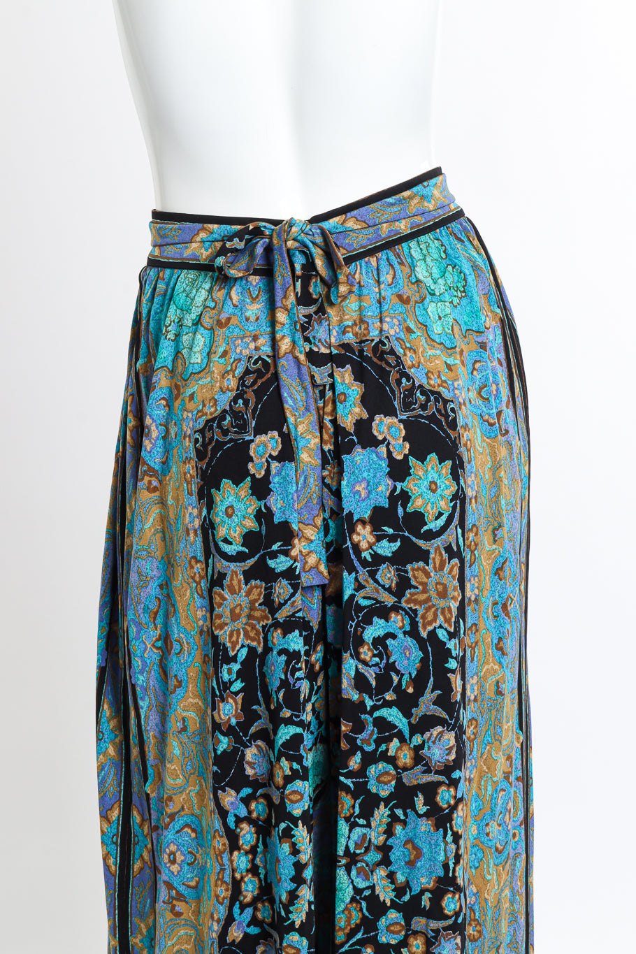 Vintage Leonard Floral Paisley Wrap Pant back on mannequin closeup @recess la