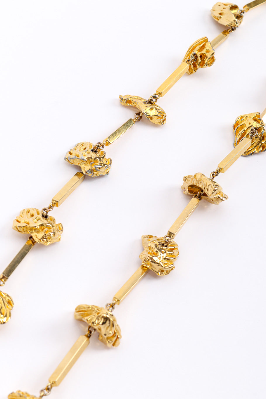 Vintage Les Bernard Nugget Chain Necklace nugget bar link closeup @recessla