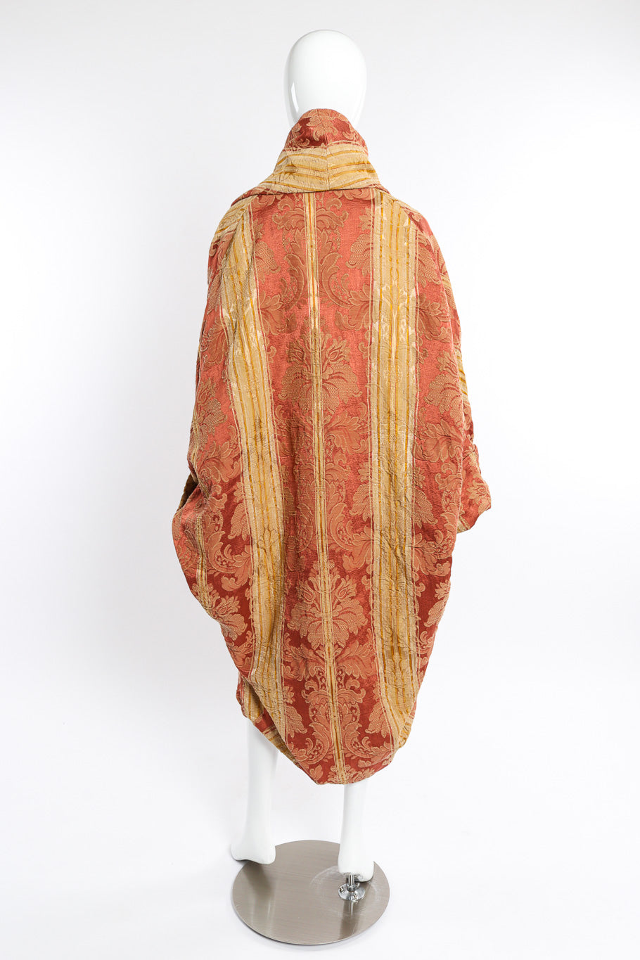 Vintage Les Habitudes Draped Brocade Cocoon Coat back on mannequin @recessla