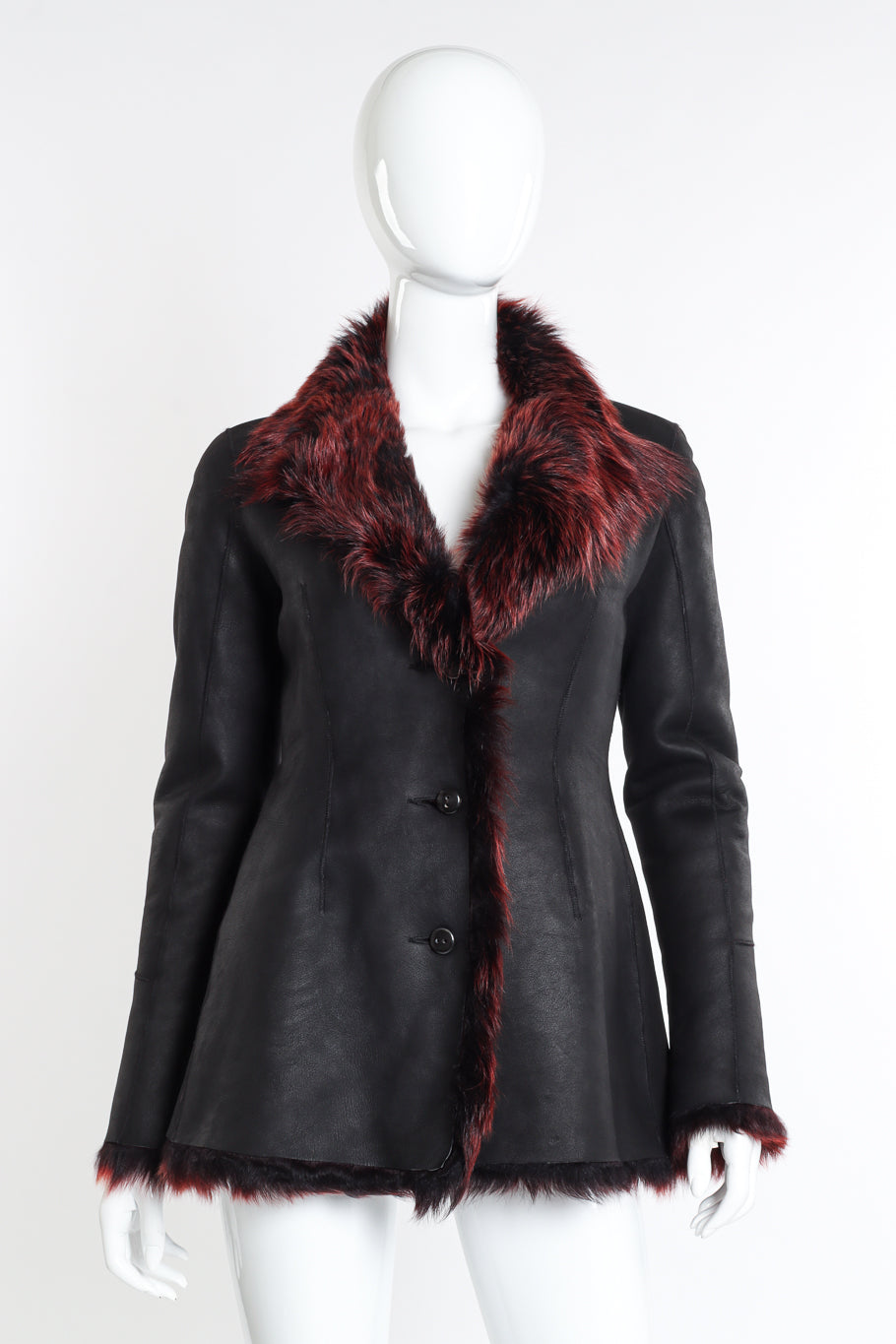 Vintage Les Habitudes Fur Trim Jacket front on mannequin @recessla