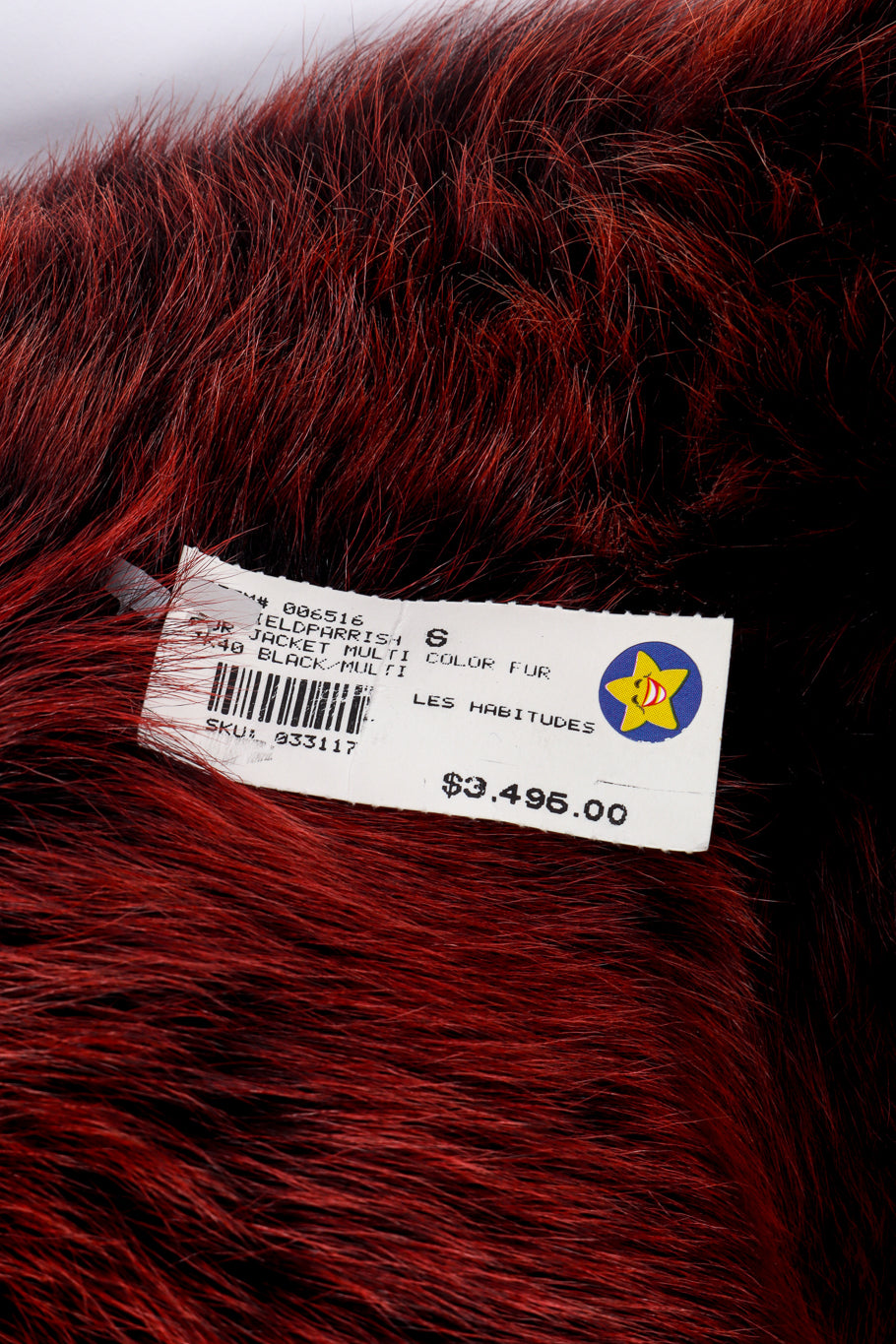 Vintage Les Habitudes Fur Trim Jacket tag closeup @recessla